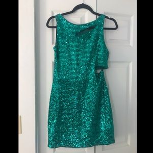 Green sequin dress